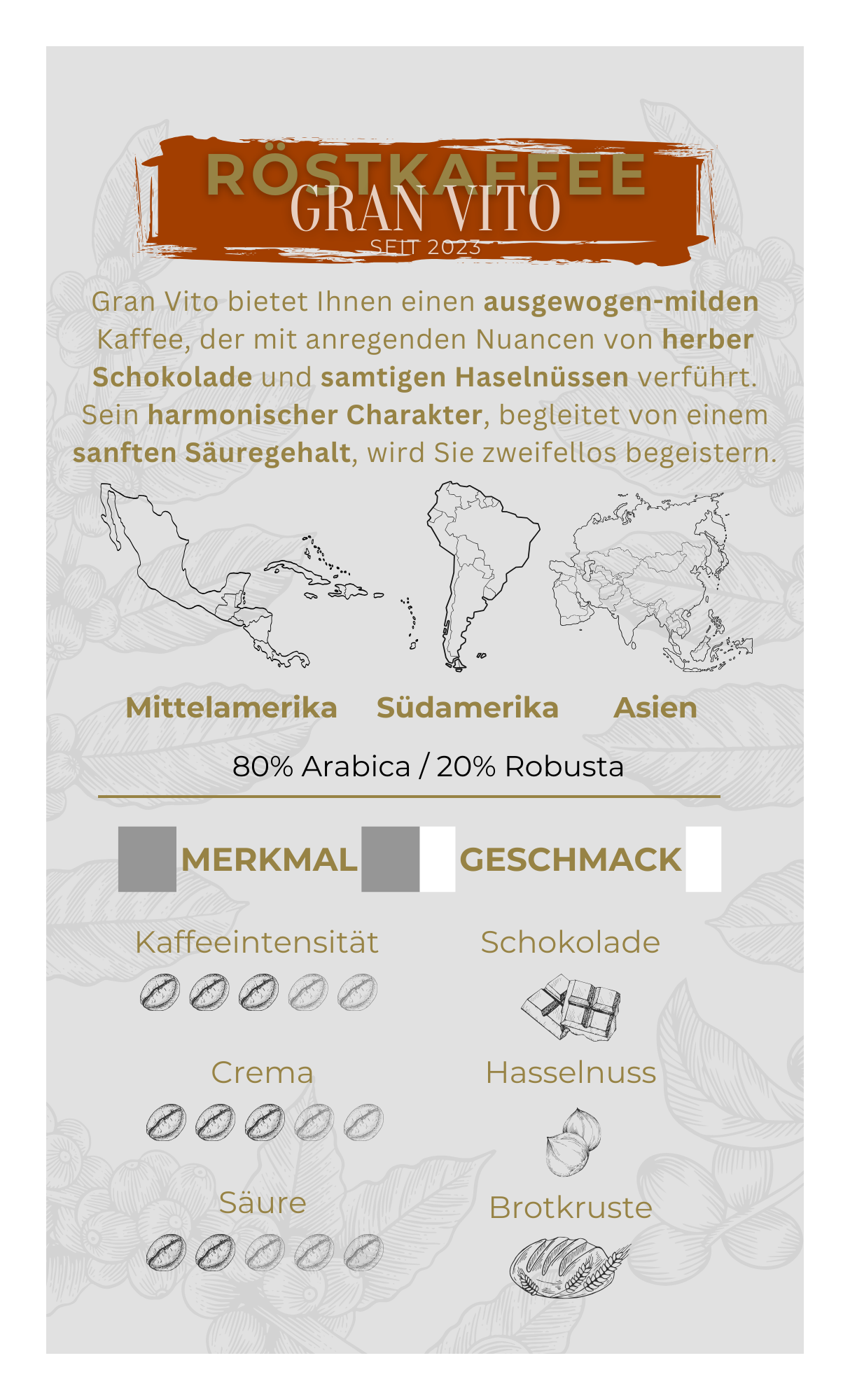 Röstkaffeebohnen - Gran Vito - Light Roast